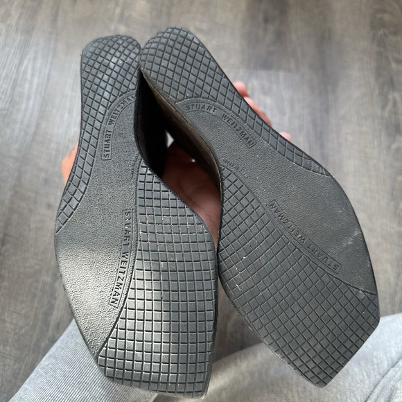 Stuart Weitzman Cadence Wedge Sandals Metallic Leather Cork Platform Sz 7 1 / 2 - Picture 8 of 9